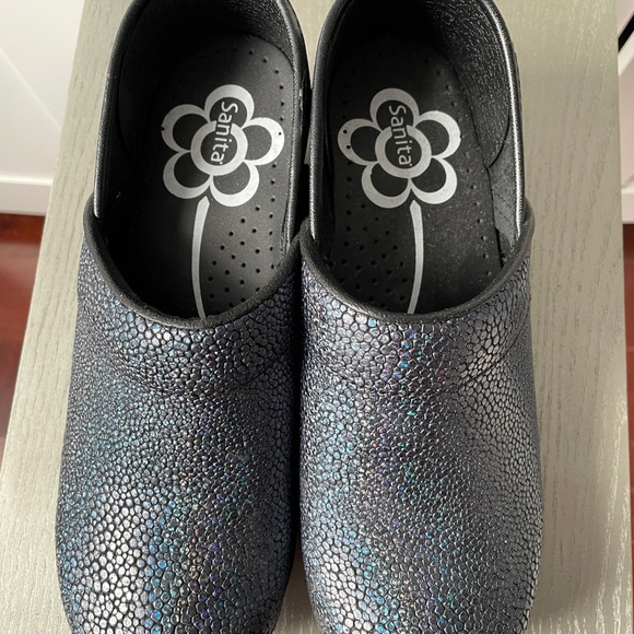 Women’s Sanita Professional Petrole Pebbled Blue Clog size 9.5M - Picture 5 of 5